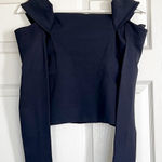 Michelle Mason  Navy Cutout Shoulder Long Sleeve Top Photo 0