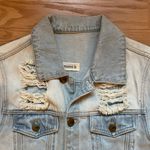 Ripped Light Blue Denim Jacket Size M Photo 1