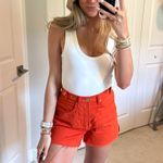 7 For All Mankind Orange Denim Shorts Photo 0