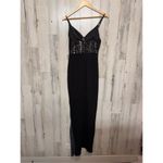 Black Rhinestone Mesh Evening Gown – Slit Maxi Dress, Size M Black Size M Photo 6