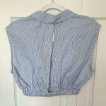 Bershka NWT  Blue Striped Sleeveless Blouse MEDIUM Photo 3