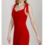 Band of the Free Lorna Red Velvet Y2K Romantic Adjustable Ribbon Midi Dress S Photo 5