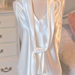 Nine West White Silky Tie Sash Blouse Sleeveless Photo 3