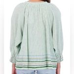 Roller Rabbit NWOT  Murello Ada green stripe button down blouse cotton India Photo 4