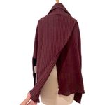 Free People  Juicy Deep Wine Waffle Knit Cowl Neck Oversized Sweater Small NWT Photo 4