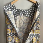 Handmade Gray Yellow Floral Polka Dot Midi Dress Mod Retro Style M Photo 8