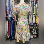 Lena Pink and Yellow Ruffled Tiered Mini Dress Photo 3