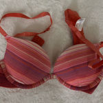 Flirtitude  Red and Pink Striped Bra Photo 0