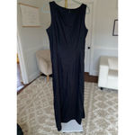 Ann Taylor  100 Linen Maxi Dress Sleeveless Black Minimalist Parisian Lightweight Photo 2