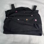 PINK - Victoria's Secret  Black Ribbed Floral Embroidered Crop Tank Top Women's M Photo 4