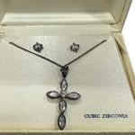 Charter Club NIB Holy Cross Necklace & Earrings Set - Silver Tone Cubic Zirconia Photo 13