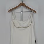 Lulus Upscale Flirt Ivory Rhinestone Sleeveless Bodycon Midi Dress Size L White Size L Photo 3