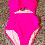 Eomenie One Piece Swimsuit Cut Out Ruched Tummy Control Hot Pink M Size M Photo 0