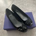 Stuart Weitzman  One Day Pump, Peep-Toe Wedge Shoes Black Size 8M In Original Box Photo 1