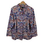 Talbots  Classic Cotton Shirt Royal Palm Paisley Size 2X Button Down Preppy Artsy Photo 1