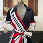 Venus  Nautical Preppy Blue & Red and White Wrap Dress Tie Sleeves - Sz 6 💚🎀 Photo 2