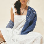 Free People  Dainty Ethereal Cottage Primavera Lace Eyelet Midi Dress White XL Photo 0