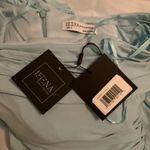 Mac Duggal 26485 Blue Foldover Long Sleeve Jeweled Midi Dress Photo 13