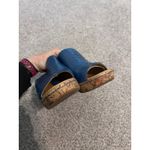 b.o.c Women's Blue Leather Cork Floral Wedge Heel Sandals Slides Size 9 Photo 8