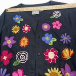 Michael Simon Lite Black Floral Embroidery Cotton Long Sleeve Cardigan Size 1X Photo 2