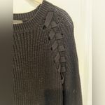 Lulus New Stretch Black Knit Sweater Lace Up Photo 4