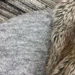 Chico's Chico’s Gray Lillian Faux Fur Neck Short Sleeve Knit Cardigan Sweater 0 S Photo 7