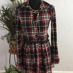 Derek Heart Shirt Dress Women Small Red Black Plaid Long Sleeve Stretch Casual Photo 0