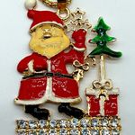 New without tags red and white crystal and enamel Santa Claus Christmas necklace Photo 15