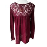 American Eagle NWT, Outfitters Textured Burgundy Tunic Sweater, Back Lace, Sz M Photo 3