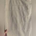 Thalian Taupe Tan Pencil Skirt Ribbed Bandage Size 10 Stretch Kick Pleat Vent Photo 1