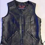 Black Leather Vest by Bike Night Leathers Womens size L Y2K Size L Photo 0