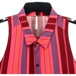 Free People  Mackenzie Shirt Womens S Red Pink Striped Sleeveless Wrap Button Top Photo 3