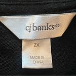 cj banks Women’s Black Fleece PulloverSweatshirt size 2X Star sequin Top Holiday Photo 2