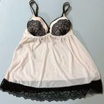 Light Pink Pastel Sheer Floral Lace Babydoll Nightie Nightgown Chemise Dress Bra Lingerie Size M 🖤 Size M Photo 0