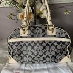 Coach  RARE Heritage Large  Domed
Satchel Denim Signature Leather Bag Photo 1