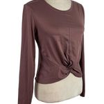 Zobha Laura Twist Front Long Sleeve Athletic Yoga Crop Top Mauve Size Small Photo 2