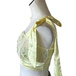 Free People NWOT Satin Silky Lace Trim Shoulder Tie Crop Top Photo 2