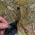 vtg 80s embroidered VEST Ana Moro All Size pearl gold beaded Stunning Green Photo 11