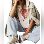 Free People . floral Art Rose shirt sz XS.  Fits Large Photo 1