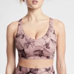 Athleta  Solace Women's Floral‎ Athletic Workout Sports Bra Pink Loungewear Photo 6