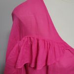 ZARA  fuchsia oversized semi-sheer ruffled blouse size XS Photo 4