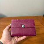 Lauren Ralph Lauren Compact Red Maroon Leather Wallet Card Holder Flip Open 5.5" Photo 1