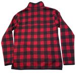 Eddie Bauer Red buffalo plaid 1/4 snap pull over mock neck fleece sweatshirt granola girl Photo 1