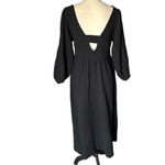 Madewell Midi Dress Size S Black Guaze V-Neck Gathered Waist Casual Versatile Photo 4