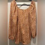 SheIn Cream & Orange Ditsy Floral Long-Sleeve Square Neck Mini Dress - S Photo 13