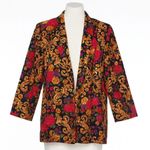 Connections Blazer Womens Large Black Baroque Floral Gold Red Vintage 80s 90s Black Photo 0