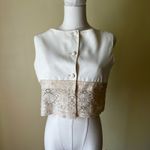 Vintage 1960s Polly Hornburg White Lace Trim Crop Top Vest Small Boho Tank Photo 8