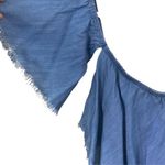 Elan  Off -Shoulder Blue Ruffle -Layer Raw Edge Off-Shoulder Mini Dress Photo 3