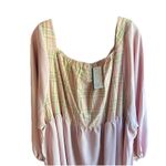WBQ Womens Pink‎ Plaid Size XXXL Dress Long Sleeve Square Neck Midi NWT Pink Photo 1