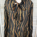 Impressions  Vintage 80's-90's Sheer Zebra/Cheetah Blouse w Removable Neck Tie-XL Photo 0